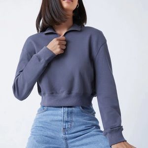 Cropped Half-Zip Sweatshirt